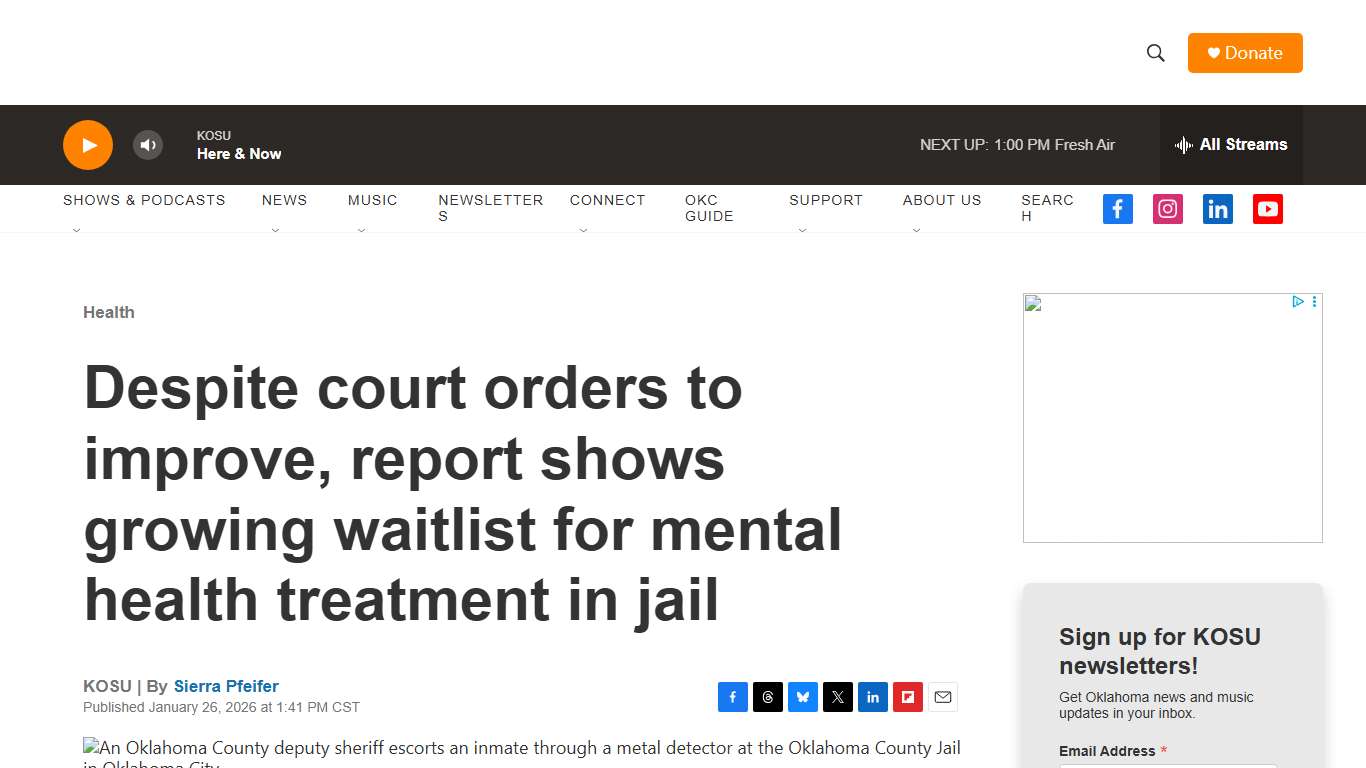 Despite court orders to improve, report shows growing waitlist for mental health treatment in jail KOSU